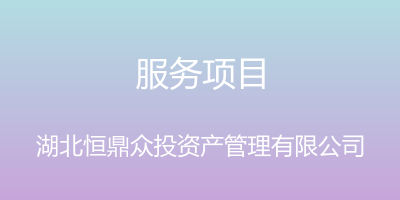 服务项目 - 湖北恒鼎众投资产管理有限公司