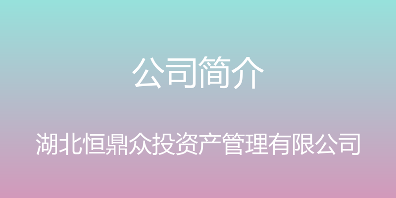 公司简介 - 湖北恒鼎众投资产管理有限公司