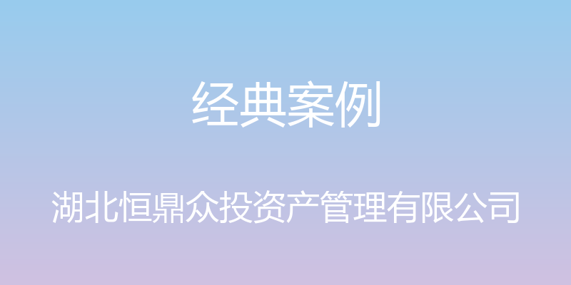 经典案例 - 湖北恒鼎众投资产管理有限公司