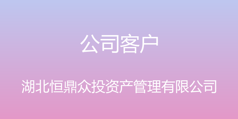 公司客户 - 湖北恒鼎众投资产管理有限公司