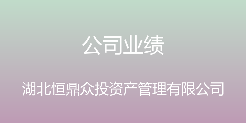 公司业绩 - 湖北恒鼎众投资产管理有限公司